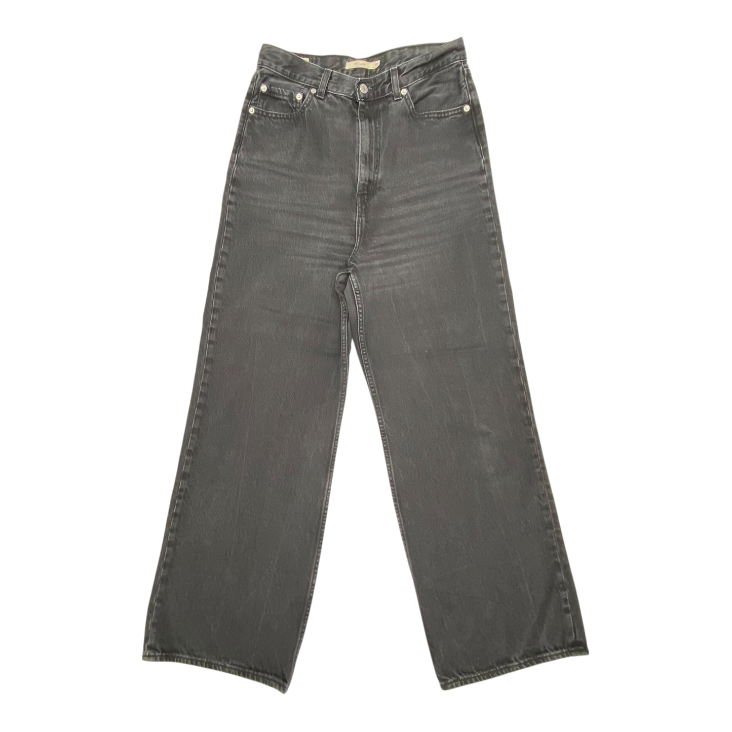 Jeans Straight By Levis In Black Denim, Size:8