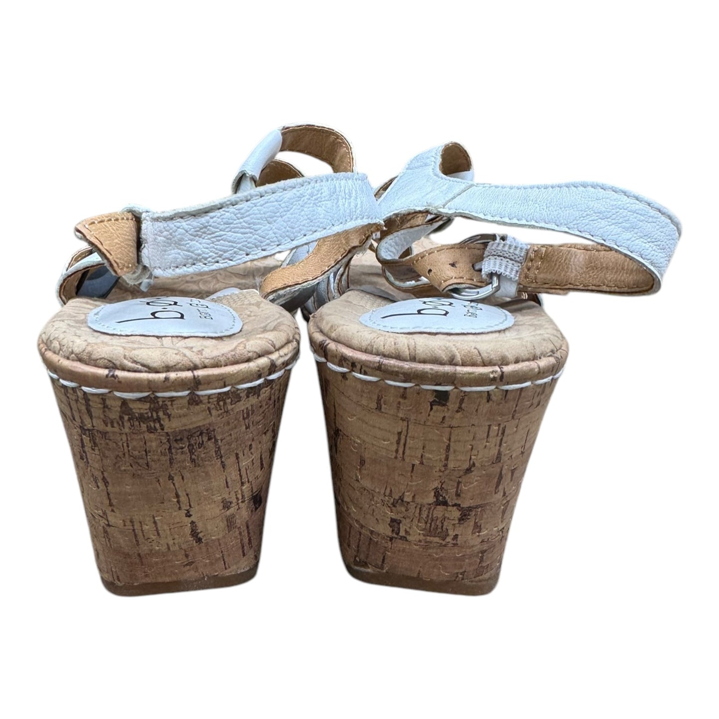 Sandals Heels Wedge By Boc In Tan & White, Size:9