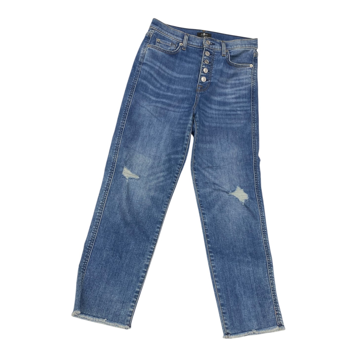 Jeans Straight By 7 For All Mankind In Blue Denim, Size:6