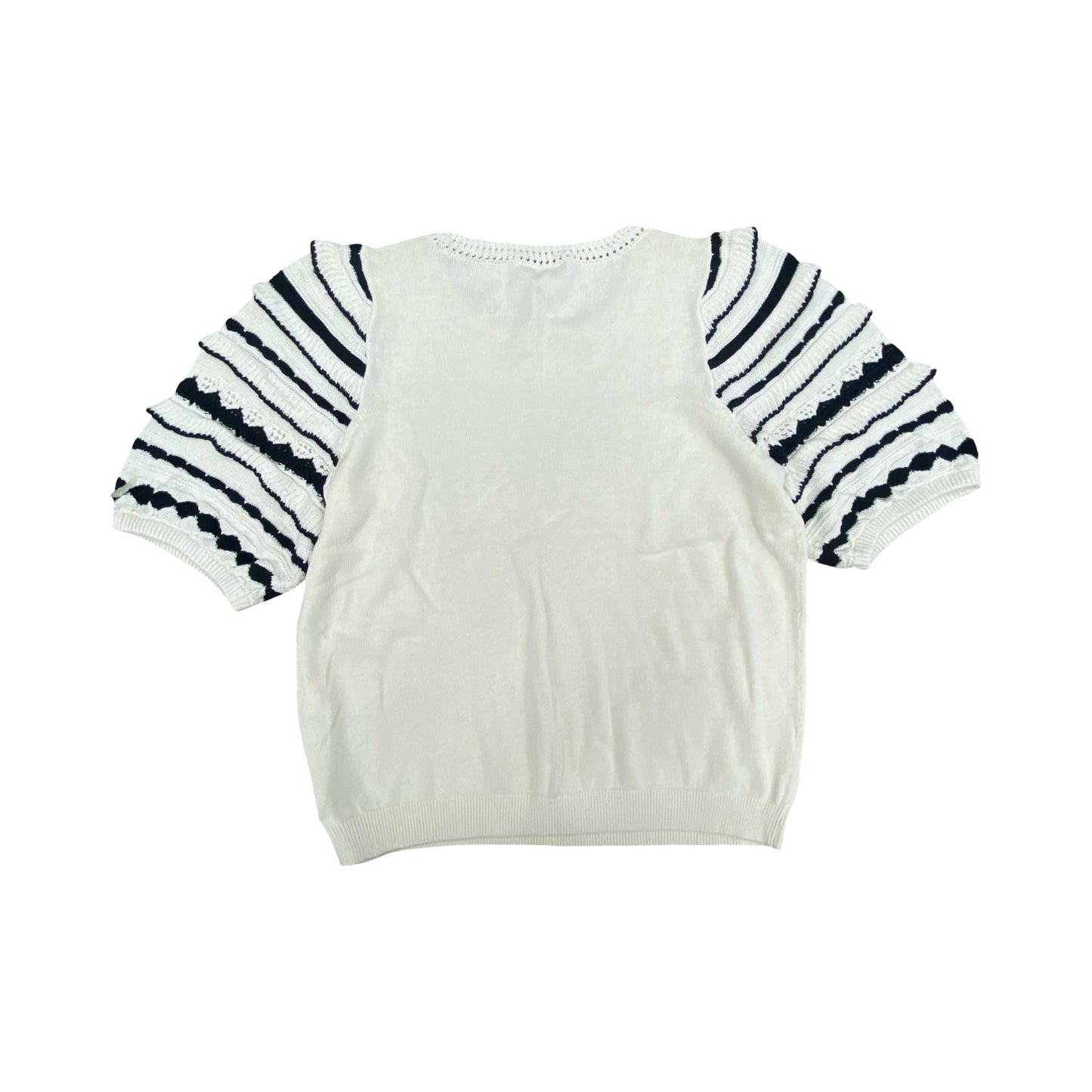 Sweater Ss By Chicos In Black & Cream, Size:M