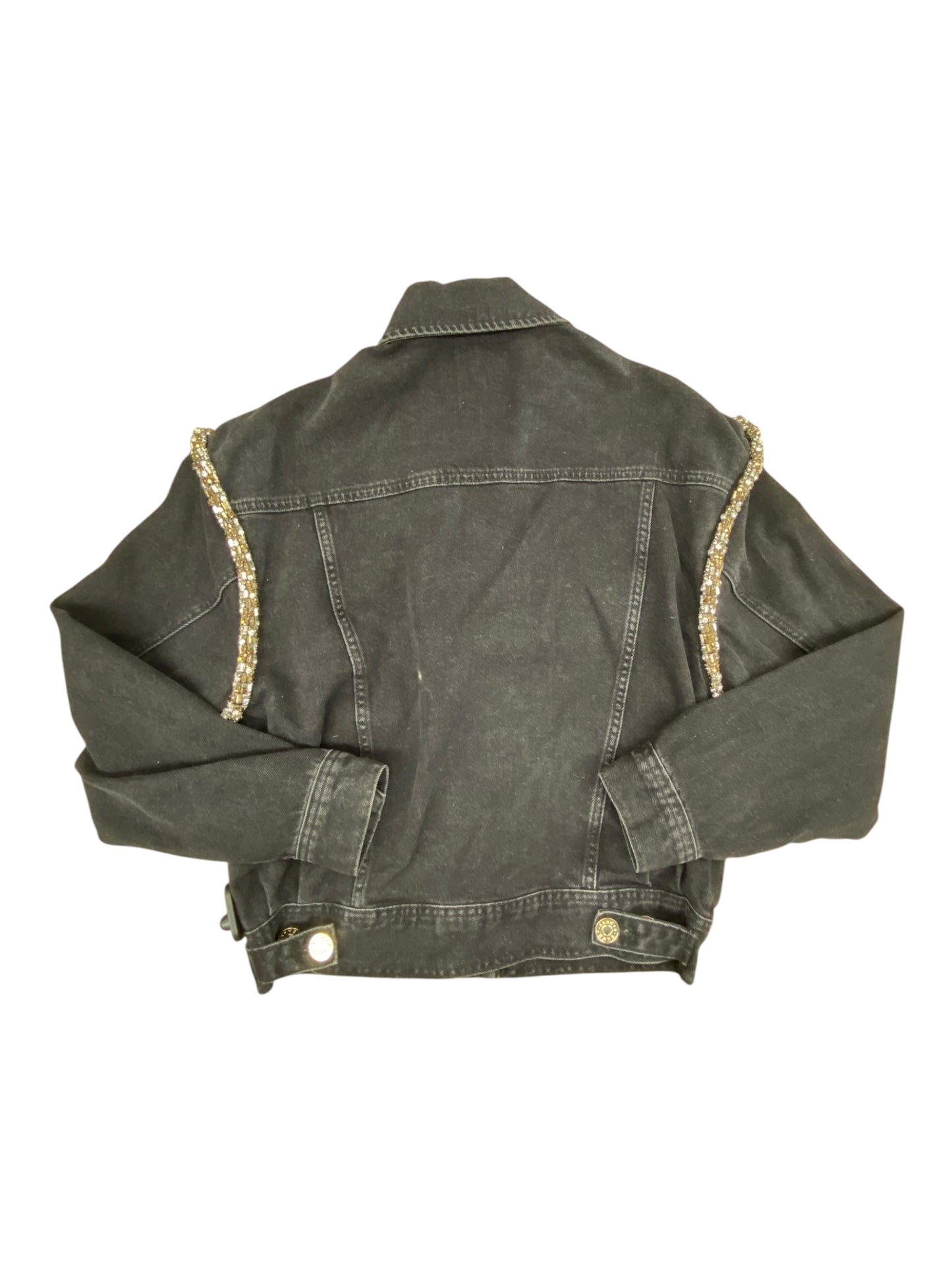Jacket Designer By Sandro In Black Denim, Size:S