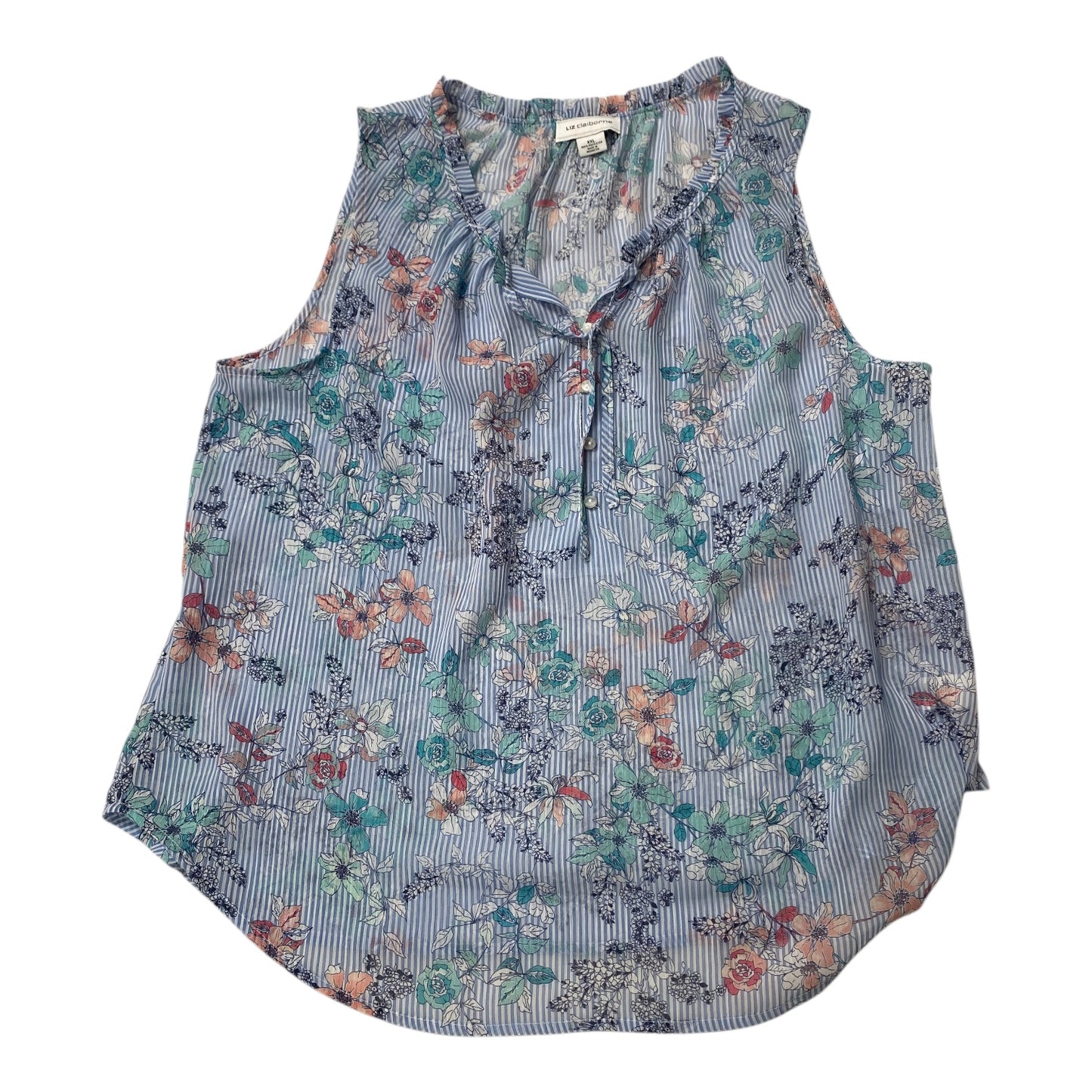 Top Sleeveless By Liz Claiborne In Blue, Size:1X