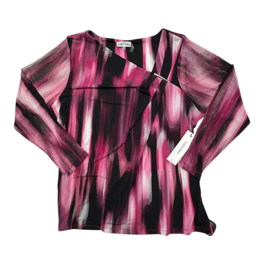 Top Ls By Calvin Klein In Black & Purple, Size:1X