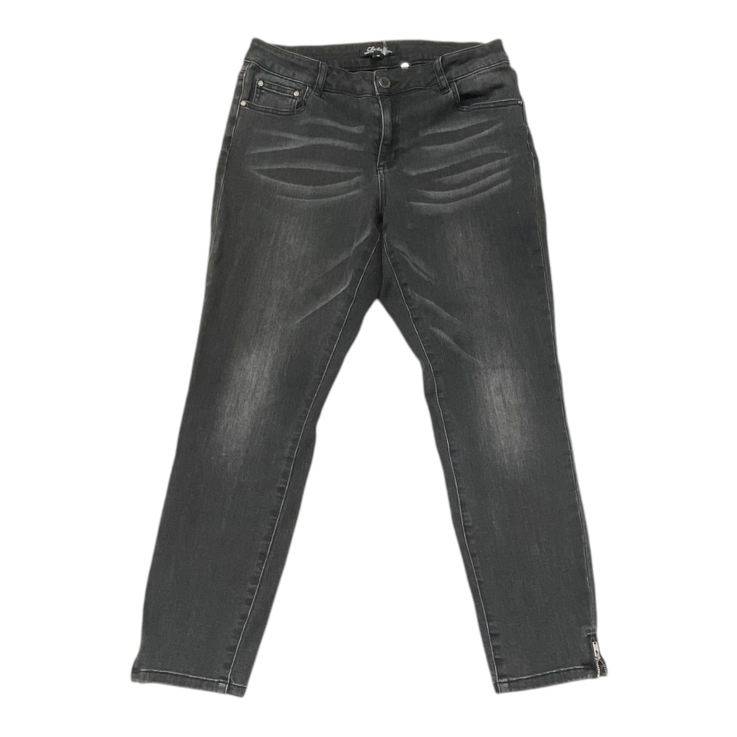 Jeans Straight By Charlie B In Black Denim, Size:10