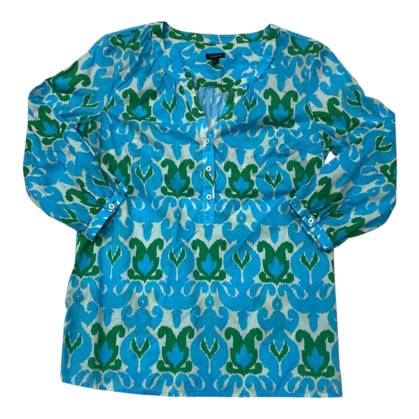 Top 3/4 Sleeve By Talbots In Blue & Green, Size:M