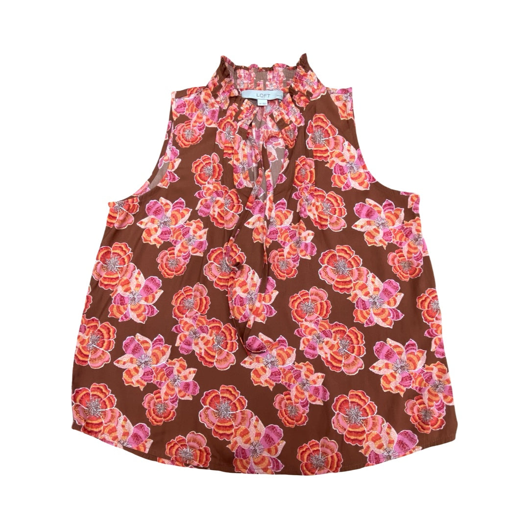 Top Sleeveless By Loft In Floral Print, Size:Sp