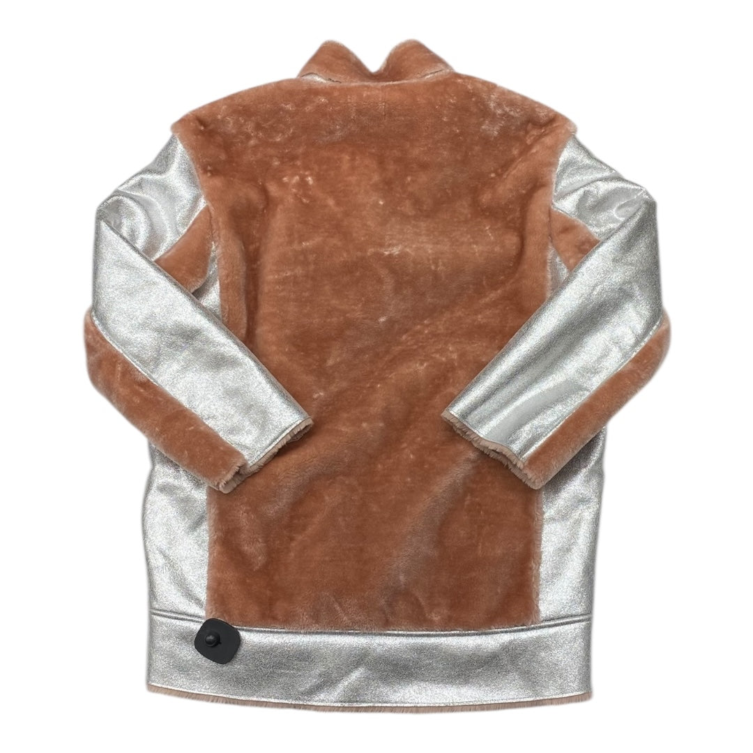 Jacket Faux Fur & Sherpa By Top Shop In Pink & Silver, Size:8