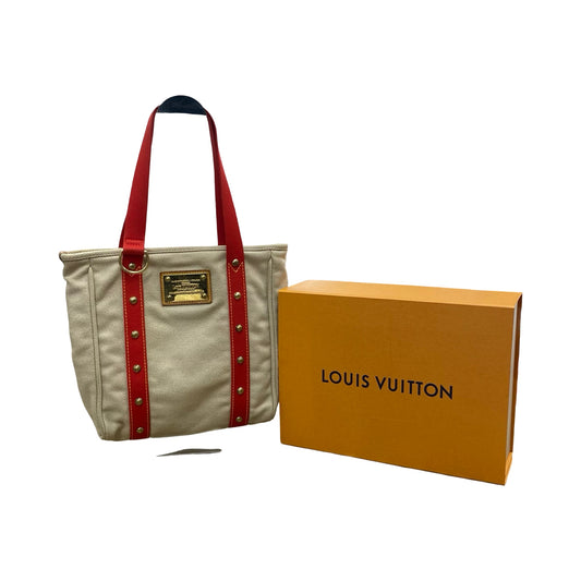 Handbag Luxury Designer By Louis Vuitton In Red & Tan, Size:Medium