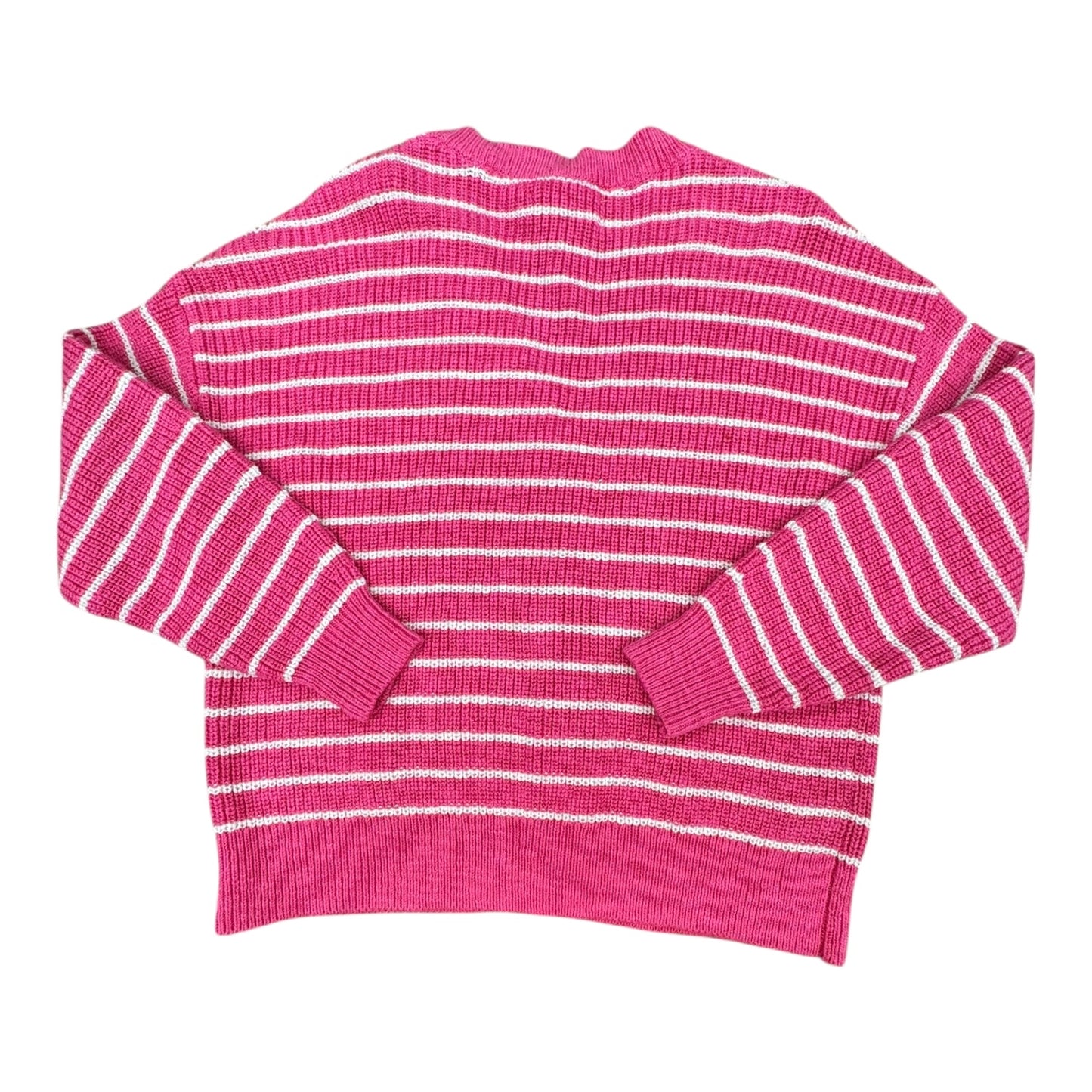 Sweater Cardigan By Loft In Striped Pattern, Size:L