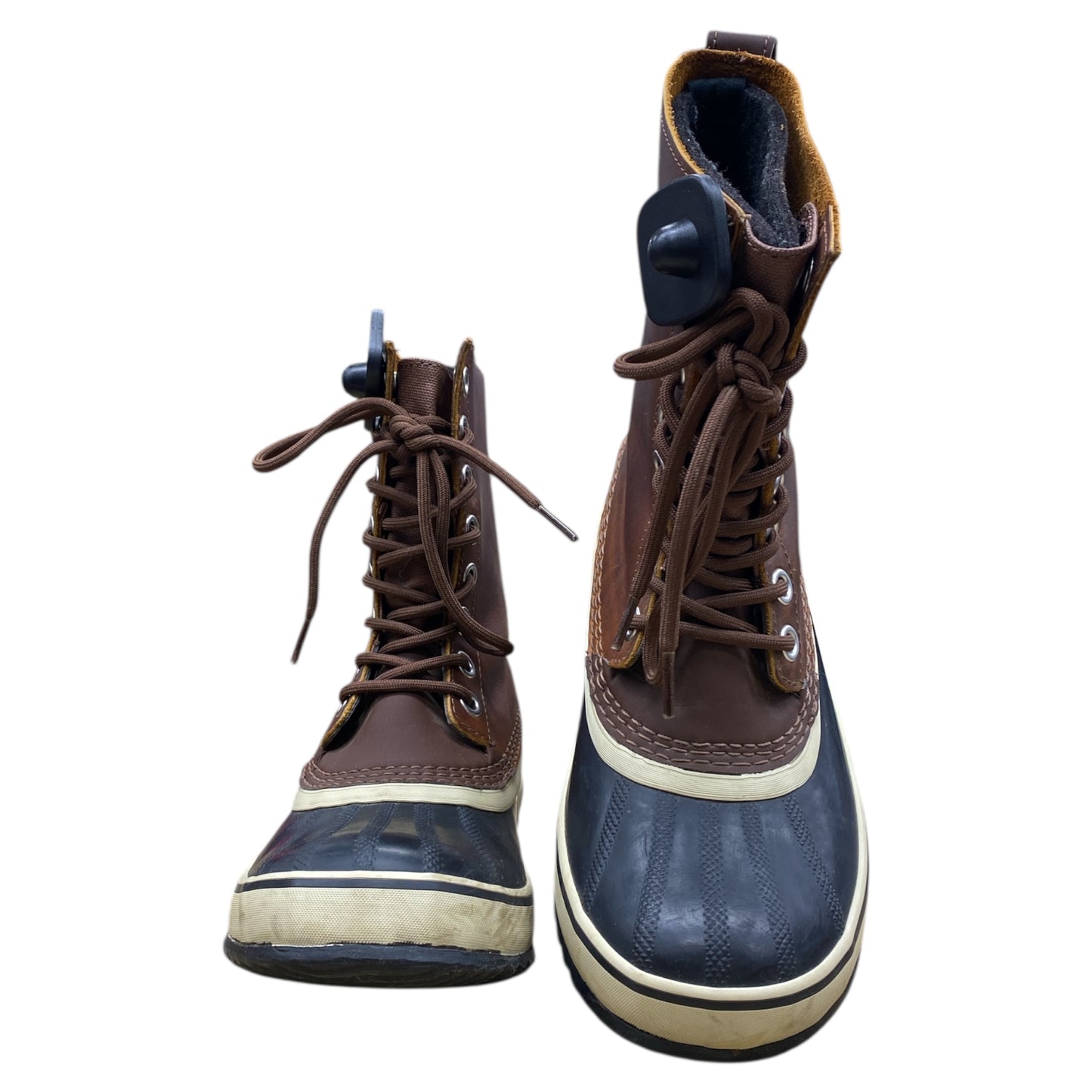 Boots Designer By Sorel In Black & Brown, Size:8