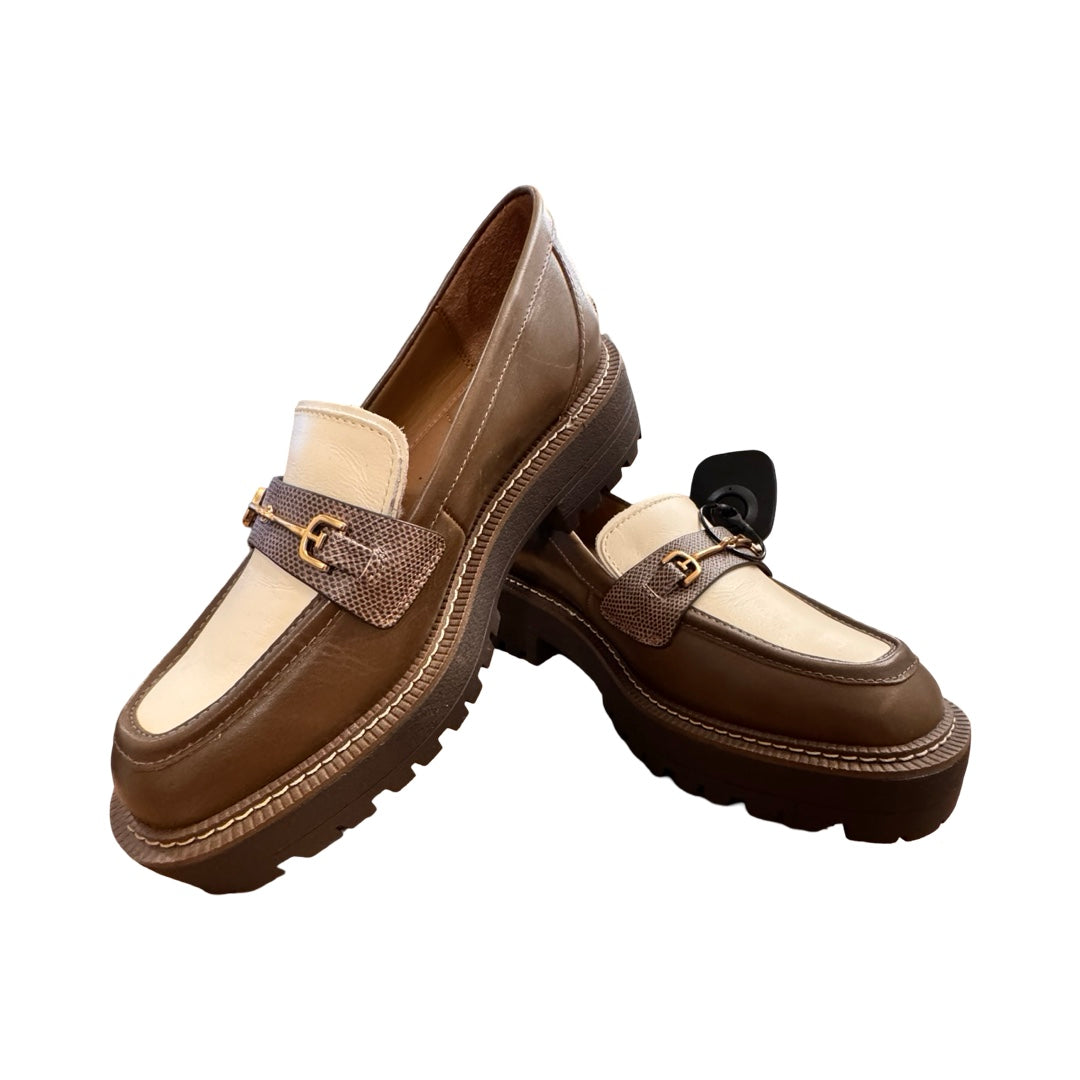 Shoes Heels Block By Sam Edelman In Brown & Cream, Size:6.5