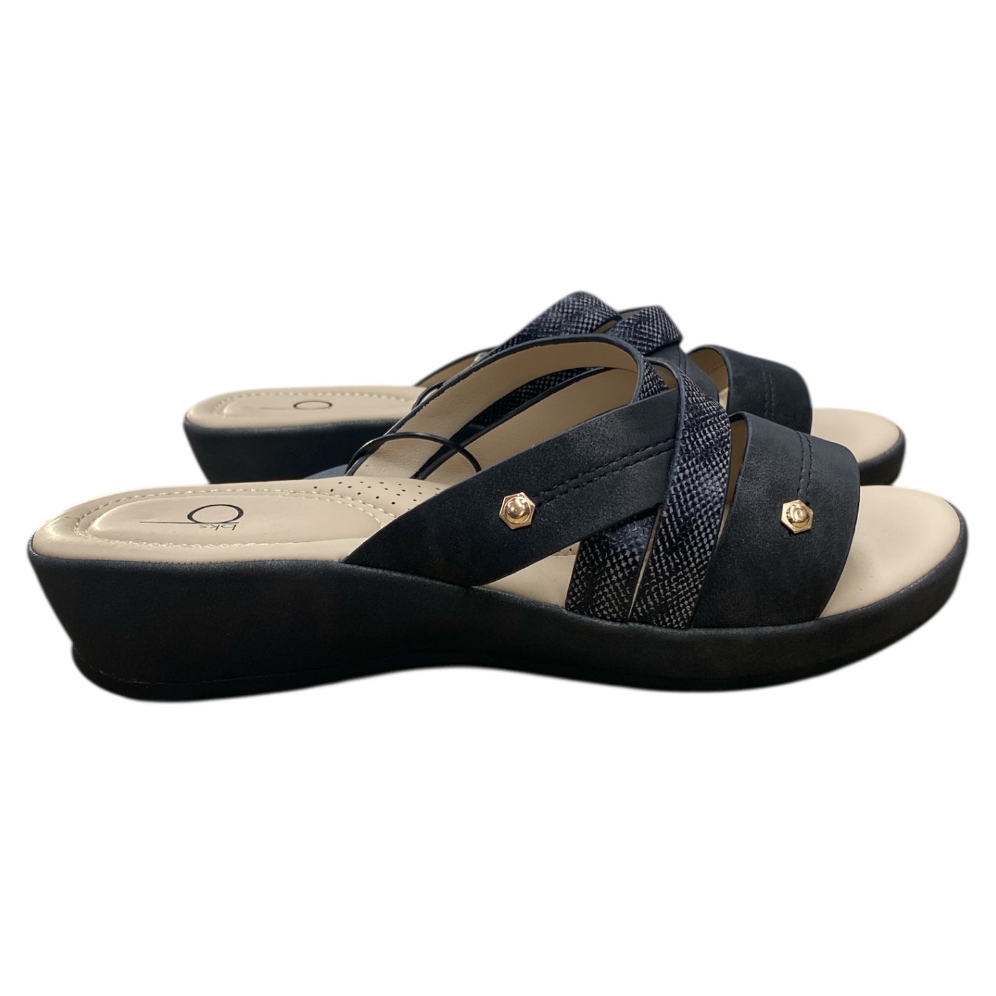 Sandals Flats By Bk In Black, Size:9