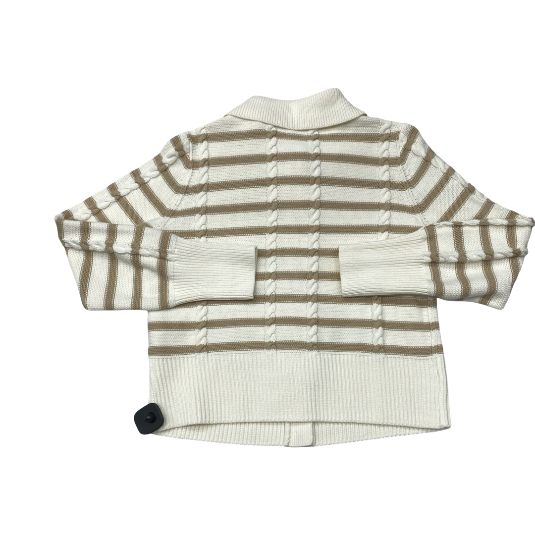 Sweater Cardigan By Talbots In Brown & Cream, Size:M