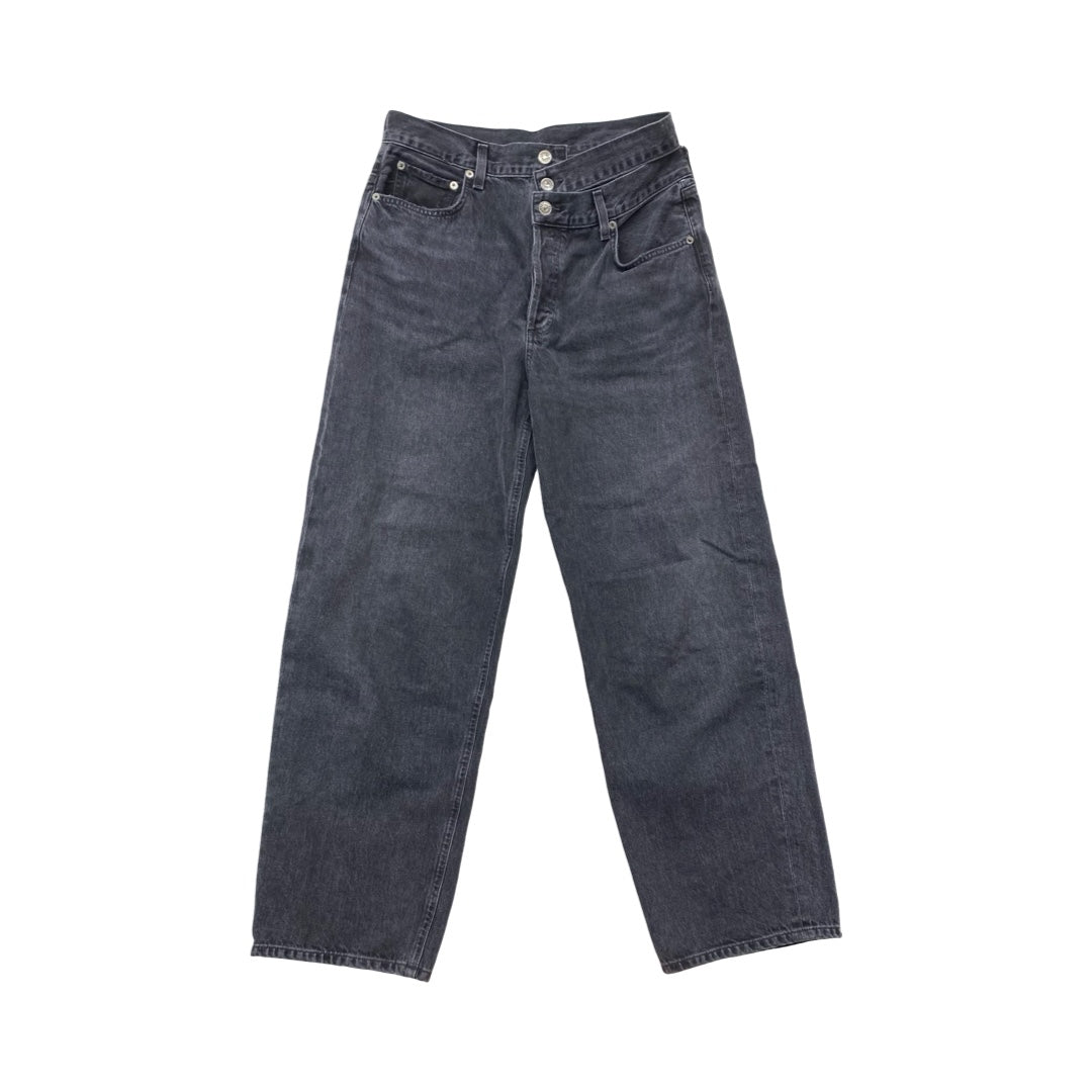 Jeans Wide Leg By Agolde In Black, Size:10