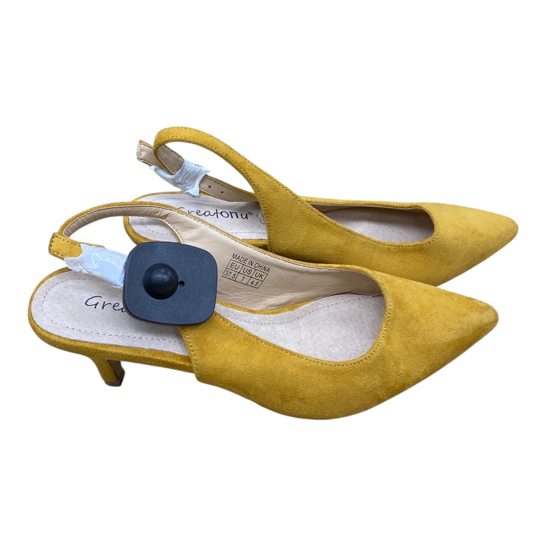 Shoes Heels Kitten By Cmc In Yellow, Size:7