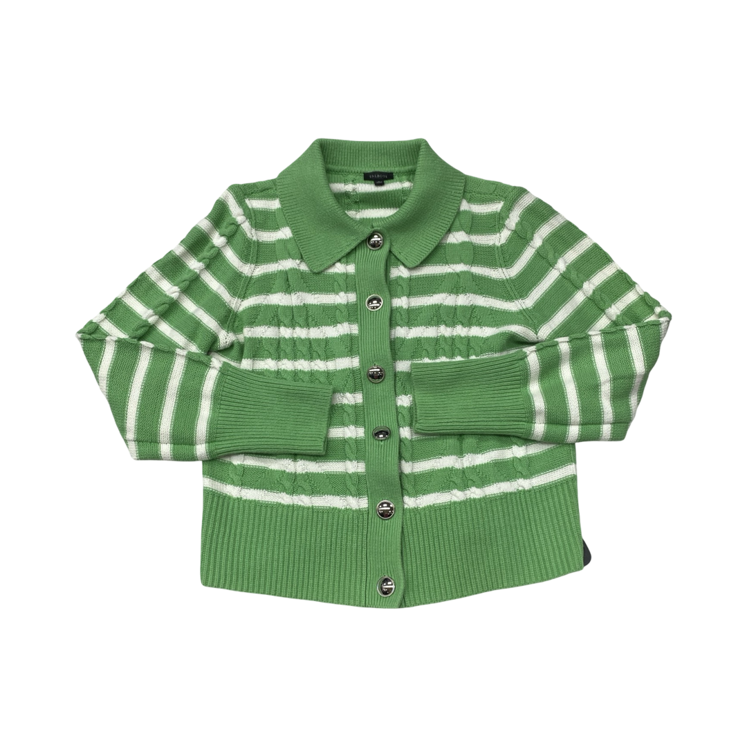 Sweater Cardigan By Talbots In Green & White, Size:M