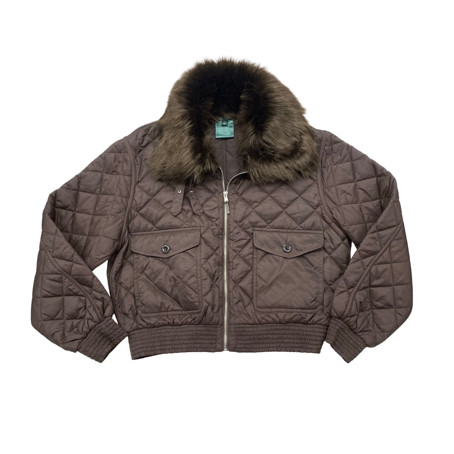 Jacket Puffer & Quilted By Lauren By Ralph Lauren In Brown, Size:L