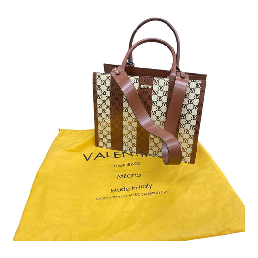 Handbag Designer By Valentino-Mario In Brown & Cream, Size:Large