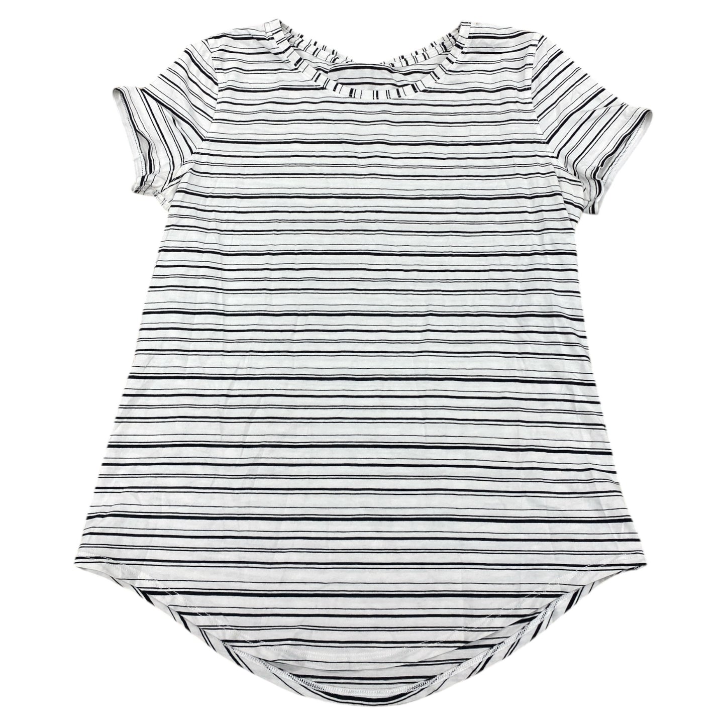 Athletic Top Ss By Lululemon In Striped Pattern, Size:S