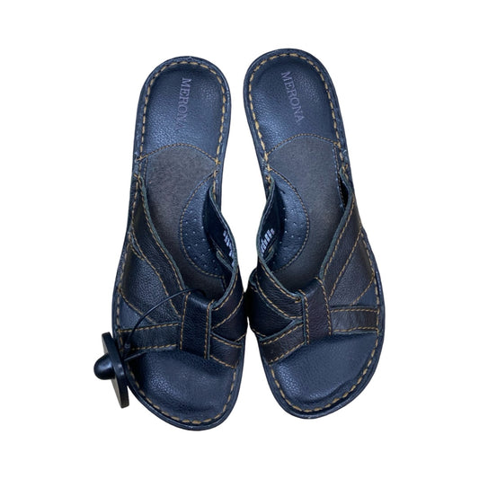 Sandals Heels Wedge By Merona In Black, Size:8.5