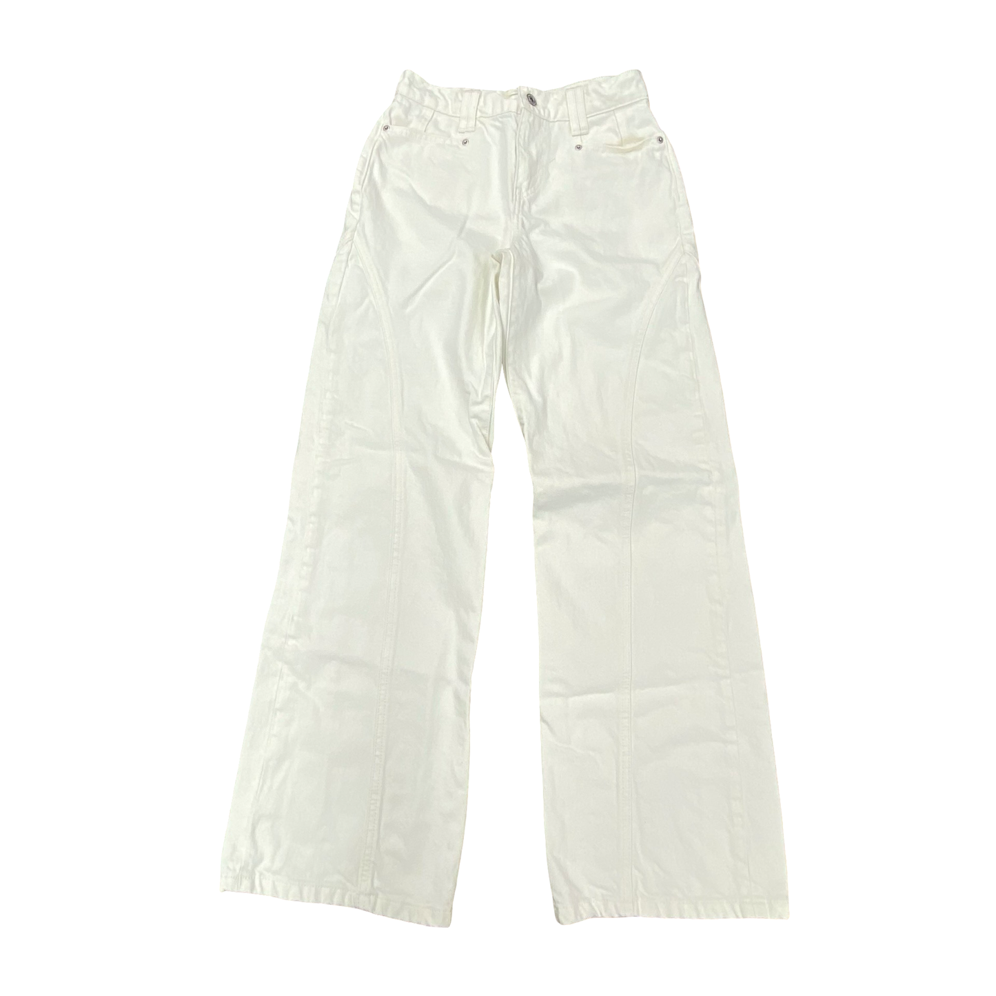 Jeans Wide Leg By Cmb In White Denim, Size:24