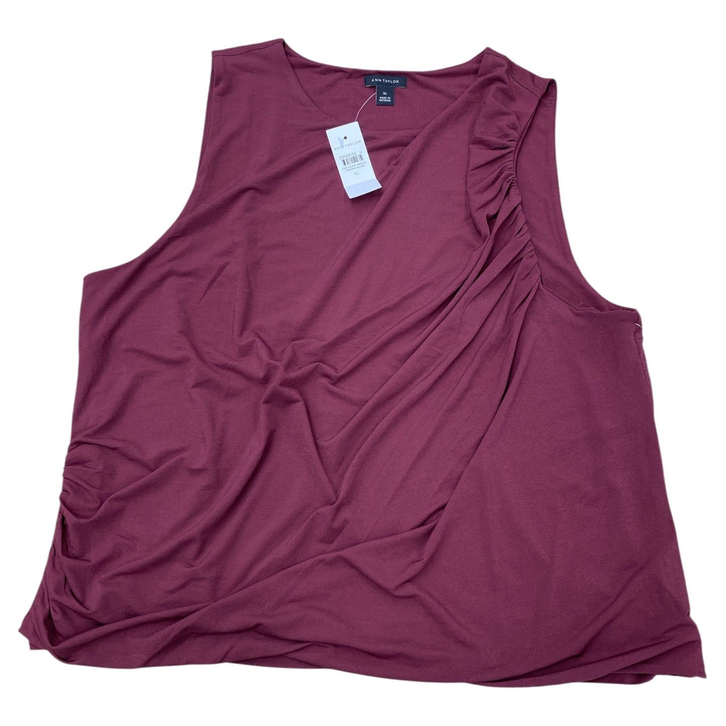 Top Sleeveless By Ann Taylor In Maroon, Size:Xl