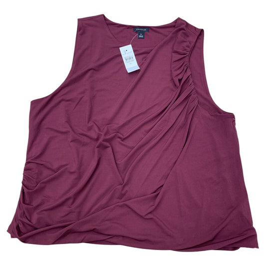 Top Sleeveless By Ann Taylor In Maroon, Size:Xl