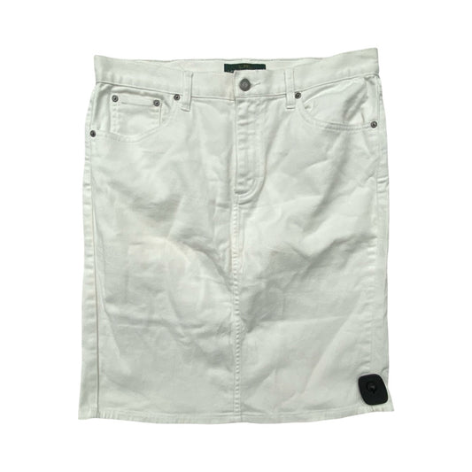 Skirt Midi By Lauren By Ralph Lauren In White Denim, Size:12