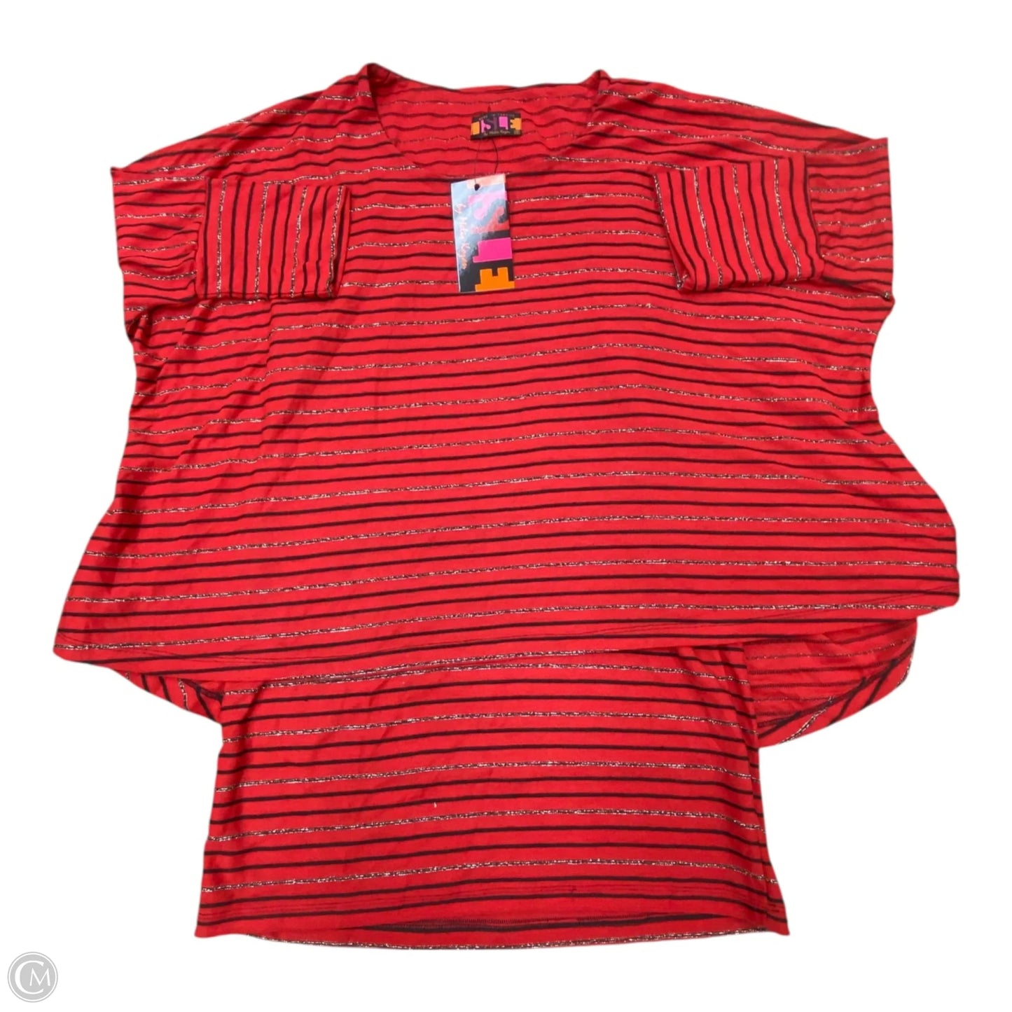 Tunic Short Sleeve By Cmc In Black & Red, Size: M