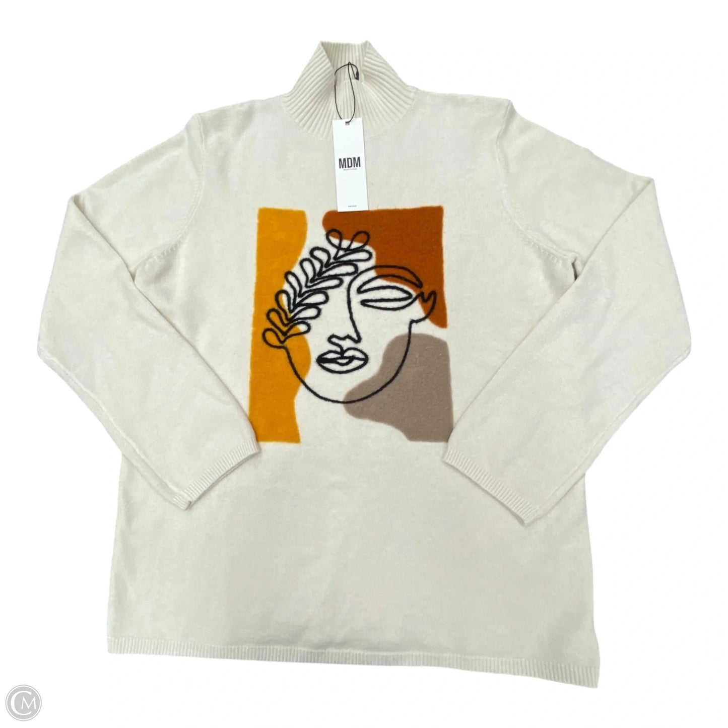 Sweater By Cmc In Cream & Orange, Size: M
