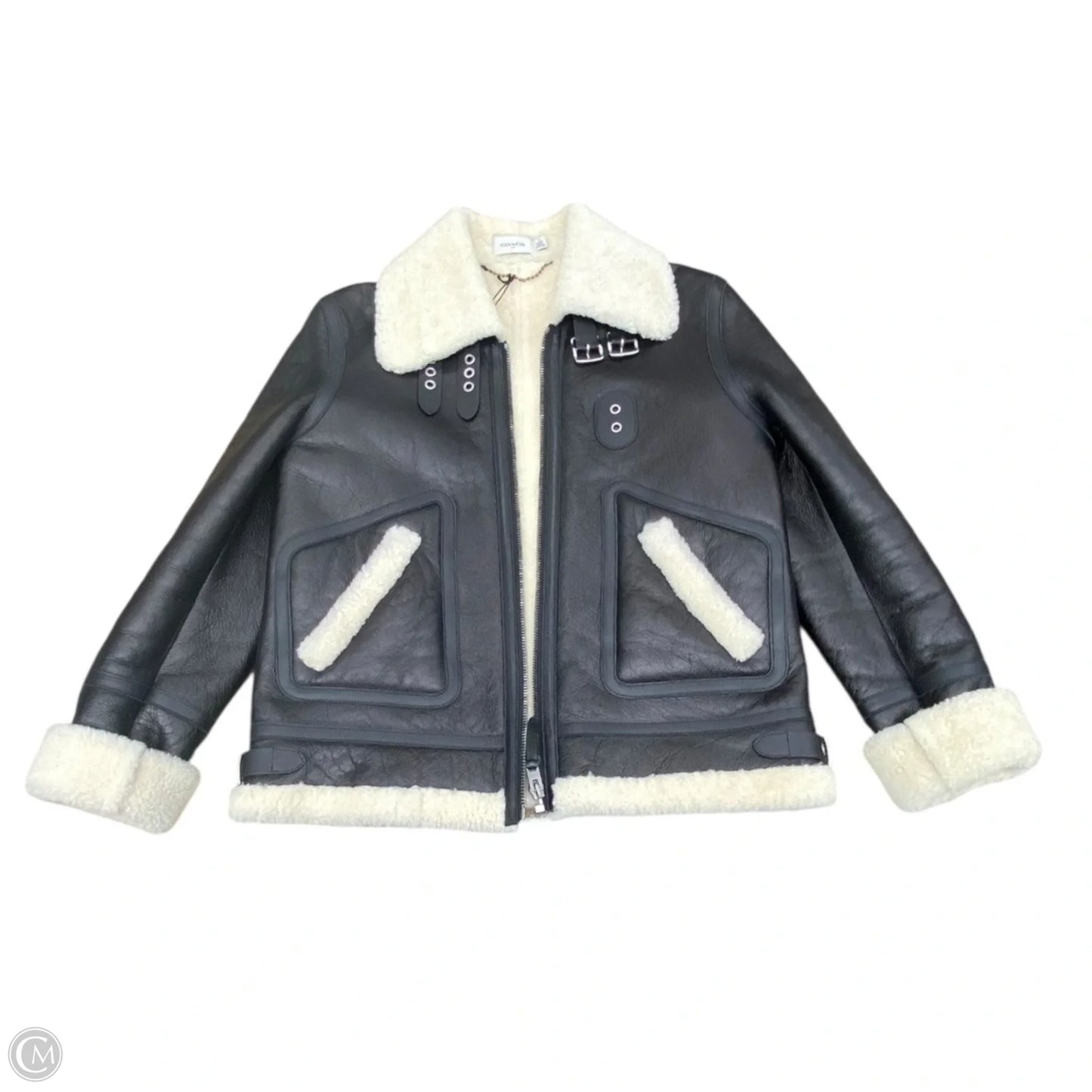 Coat Designer By Coach In Black & White, Size: 10
