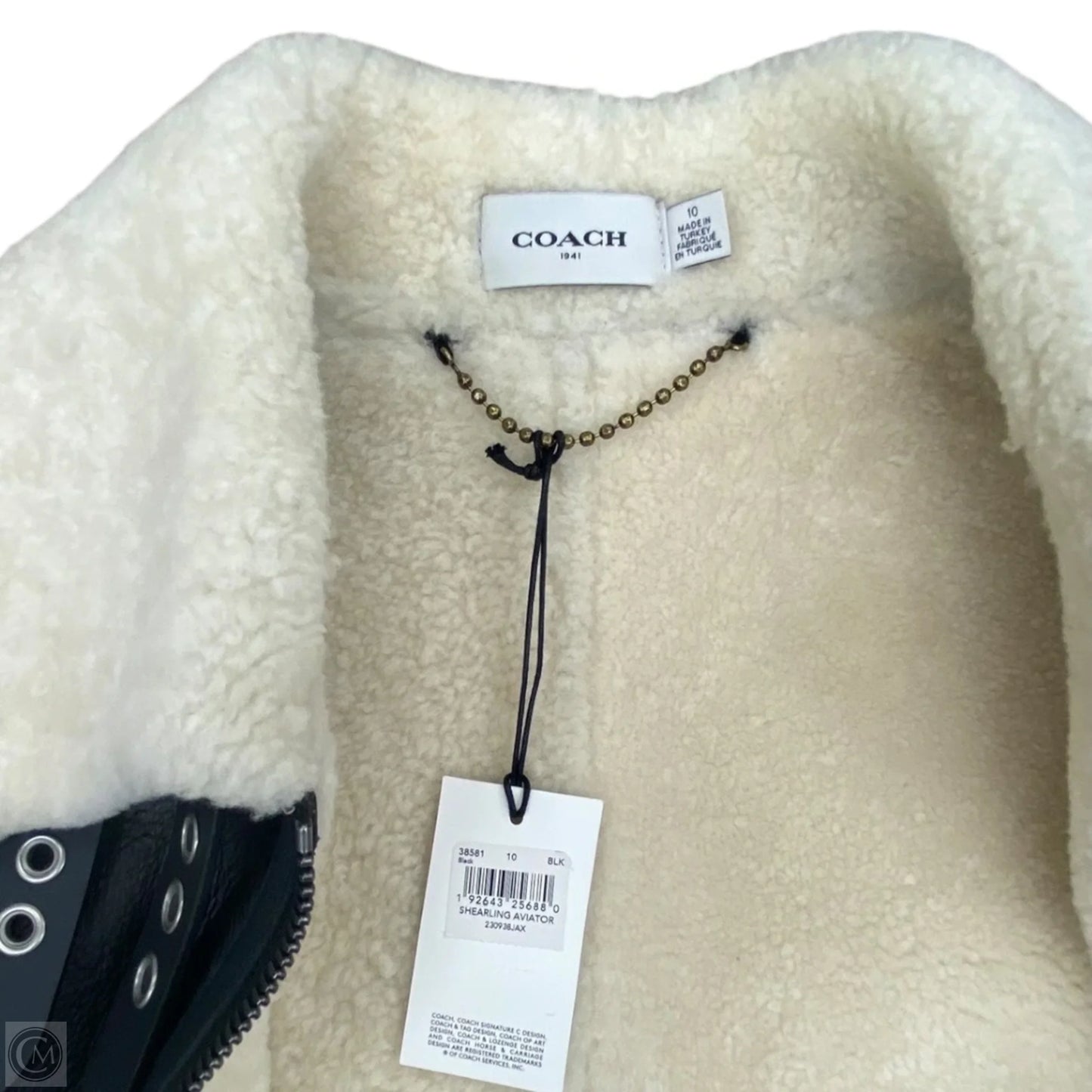 Coat Designer By Coach In Black & White, Size: 10