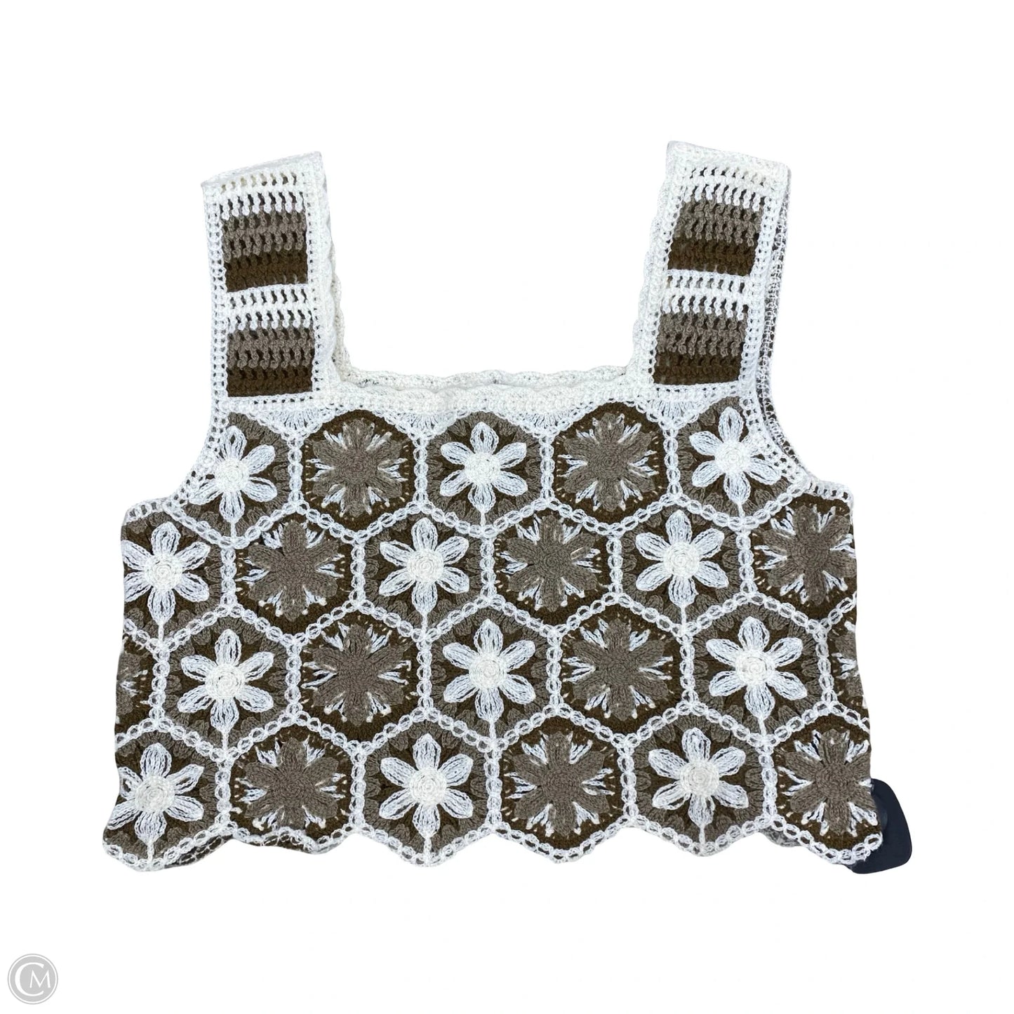 Top Sleeveless By Rebellion In Brown & White, Size: S