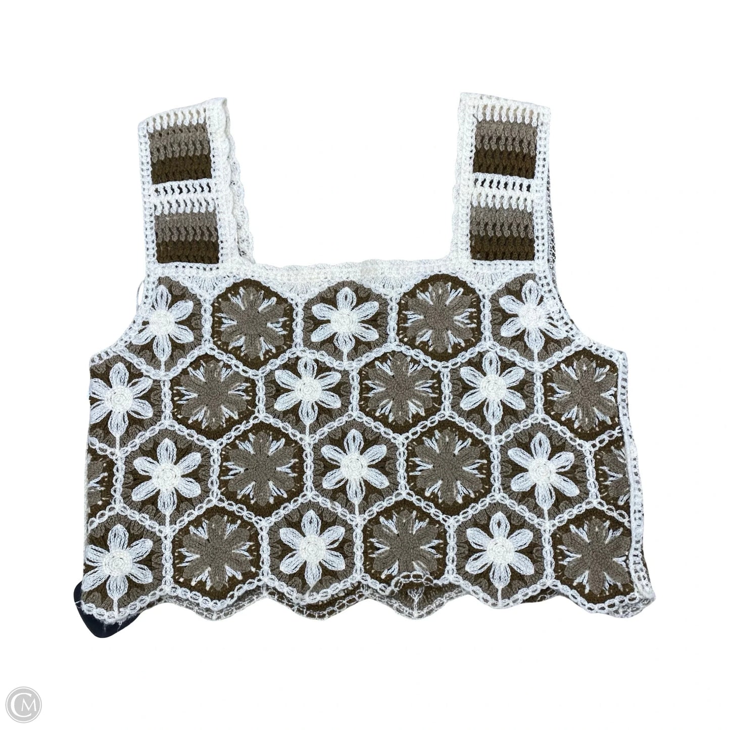Top Sleeveless By Rebellion In Brown & White, Size: S