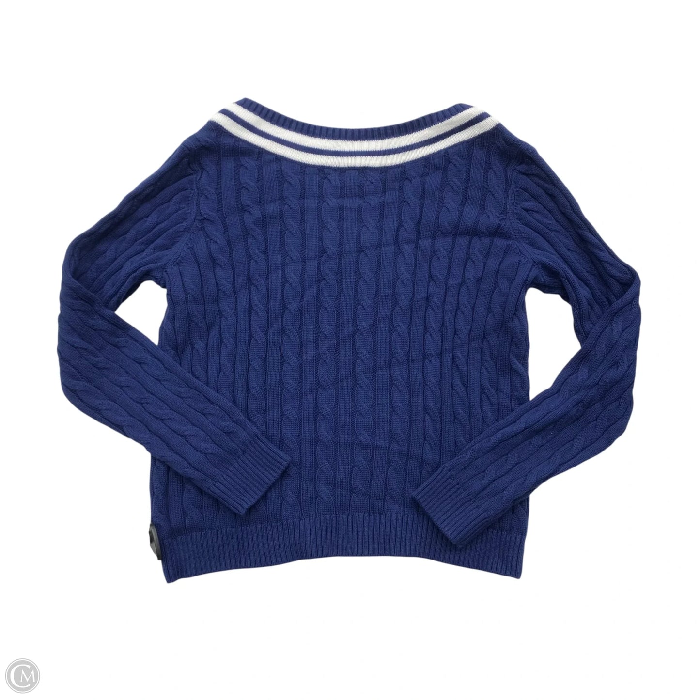 Sweater By Lands End In Blue & White, Size: L