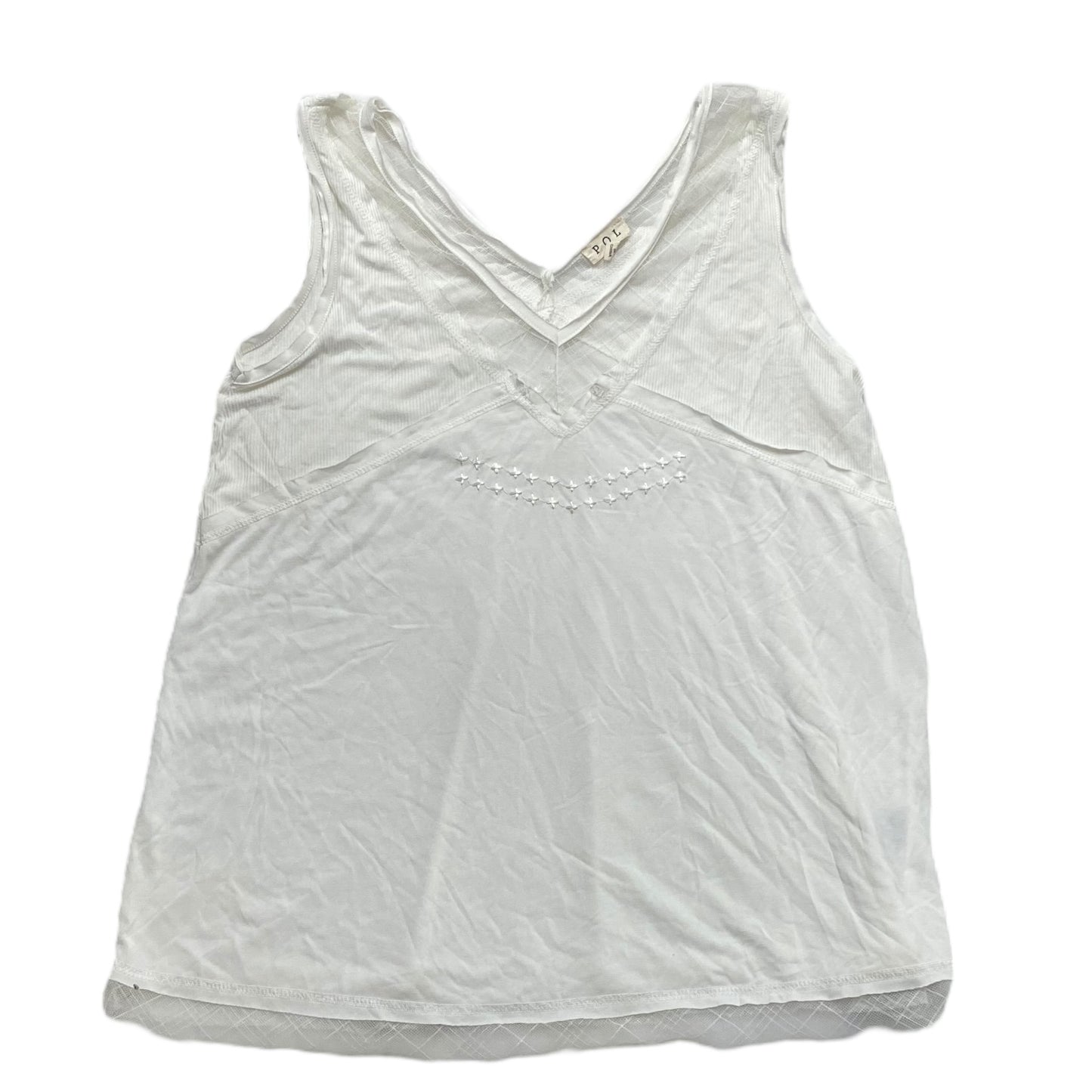 White Top Sleeveless Pol, Size L