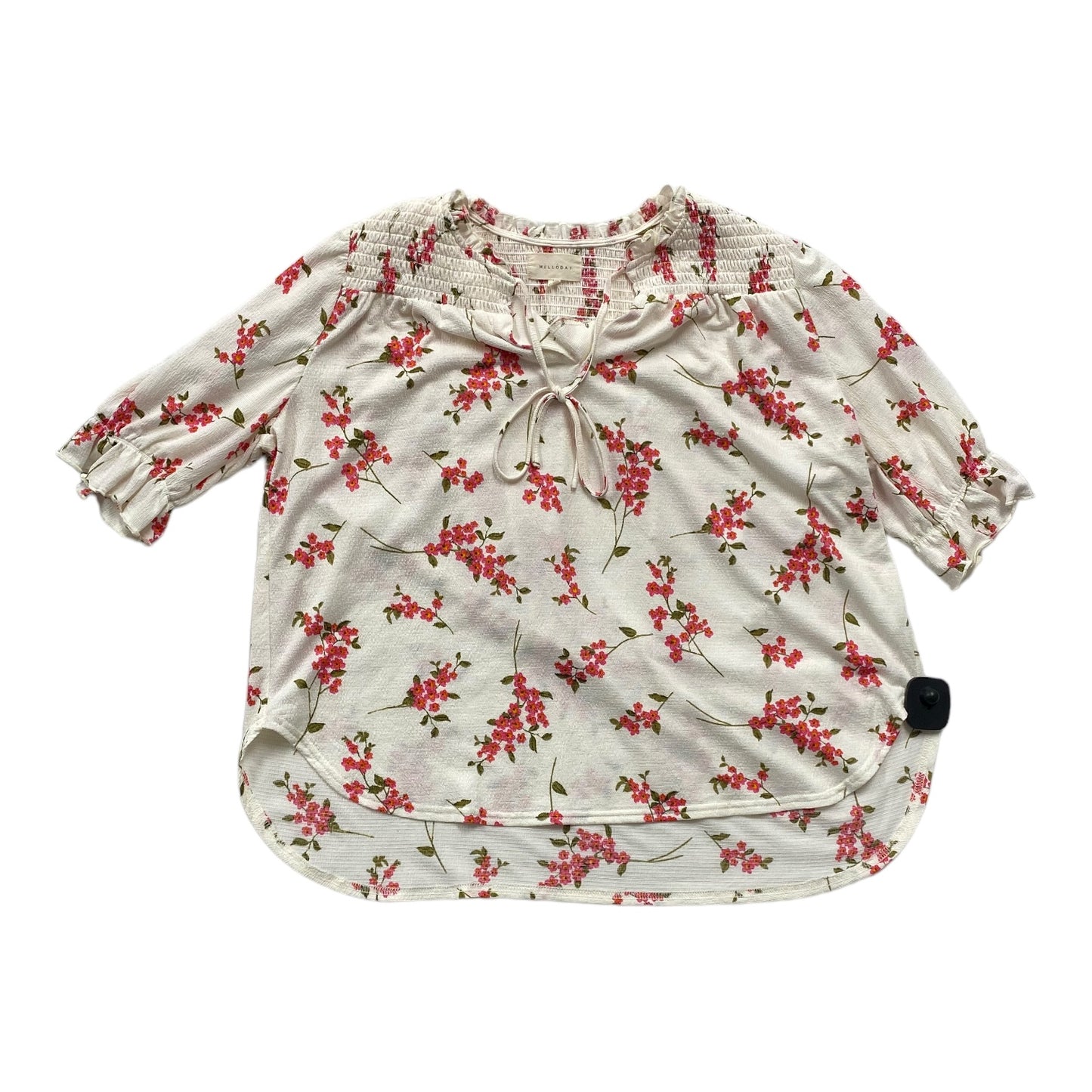 Floral Print Top Short Sleeve Melloday, Size S