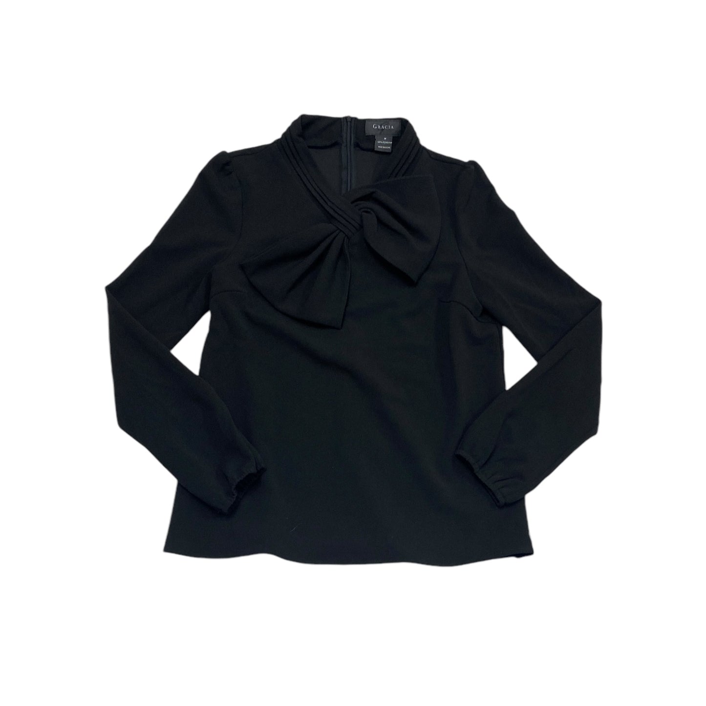 Top Long Sleeve By Gracia In Black, Size: M