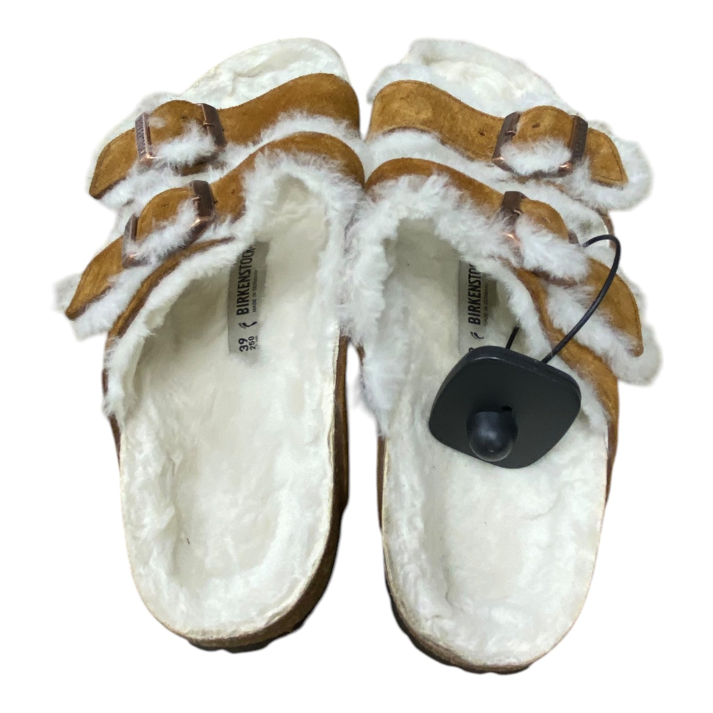 Sandals Flats By Birkenstock In Brown & White, Size: 8