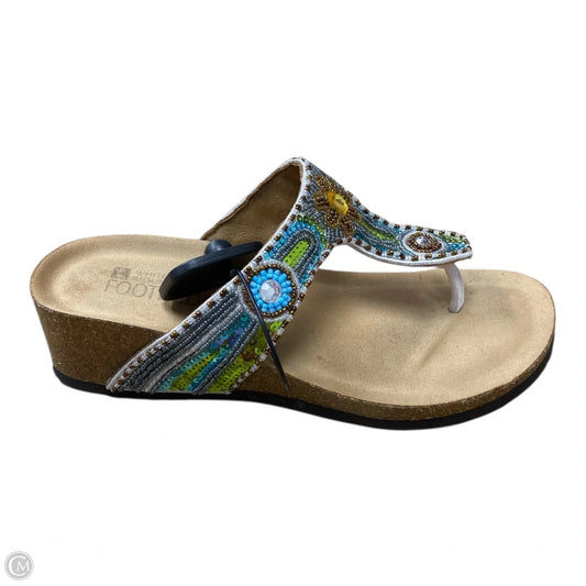 Sandals Heels Wedge By White Mountain In Blue & Green, Size: 8