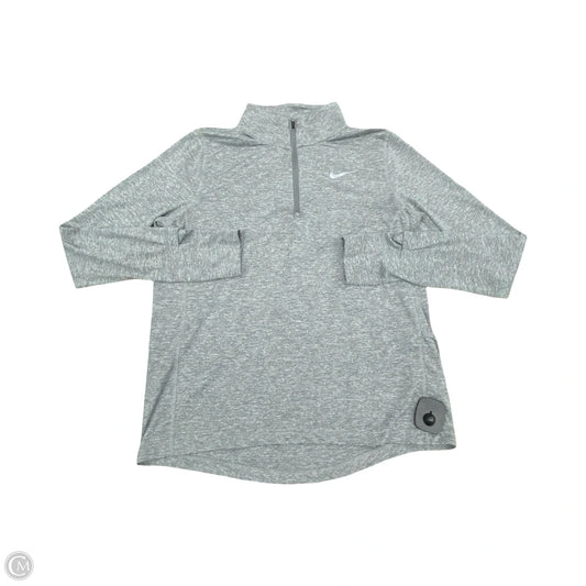 Athletic Top Long Sleeve Collar By Nike In Grey, Size: S