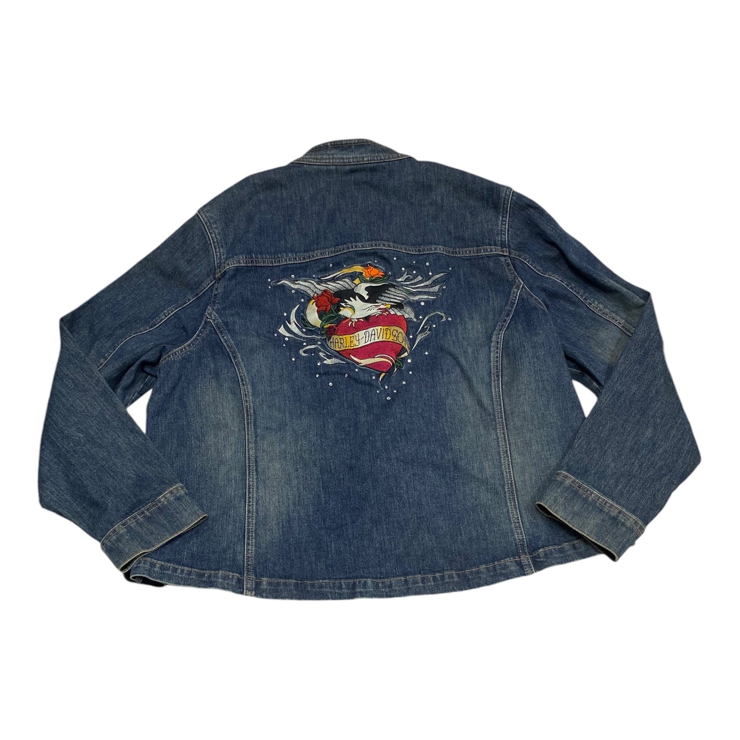 Jacket Denim By Harley Davidson In Blue Denim, Size: 2x