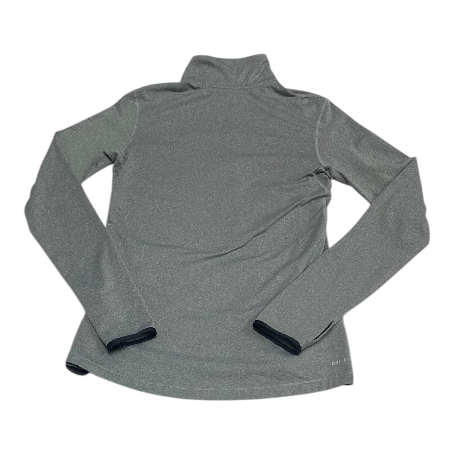 Athletic Top Long Sleeve Collar By Nike In Grey, Size: L