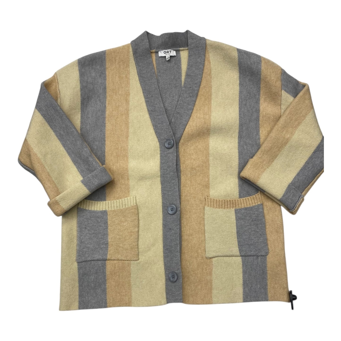 Sweater Cardigan By Oat In Striped Pattern, Size: S