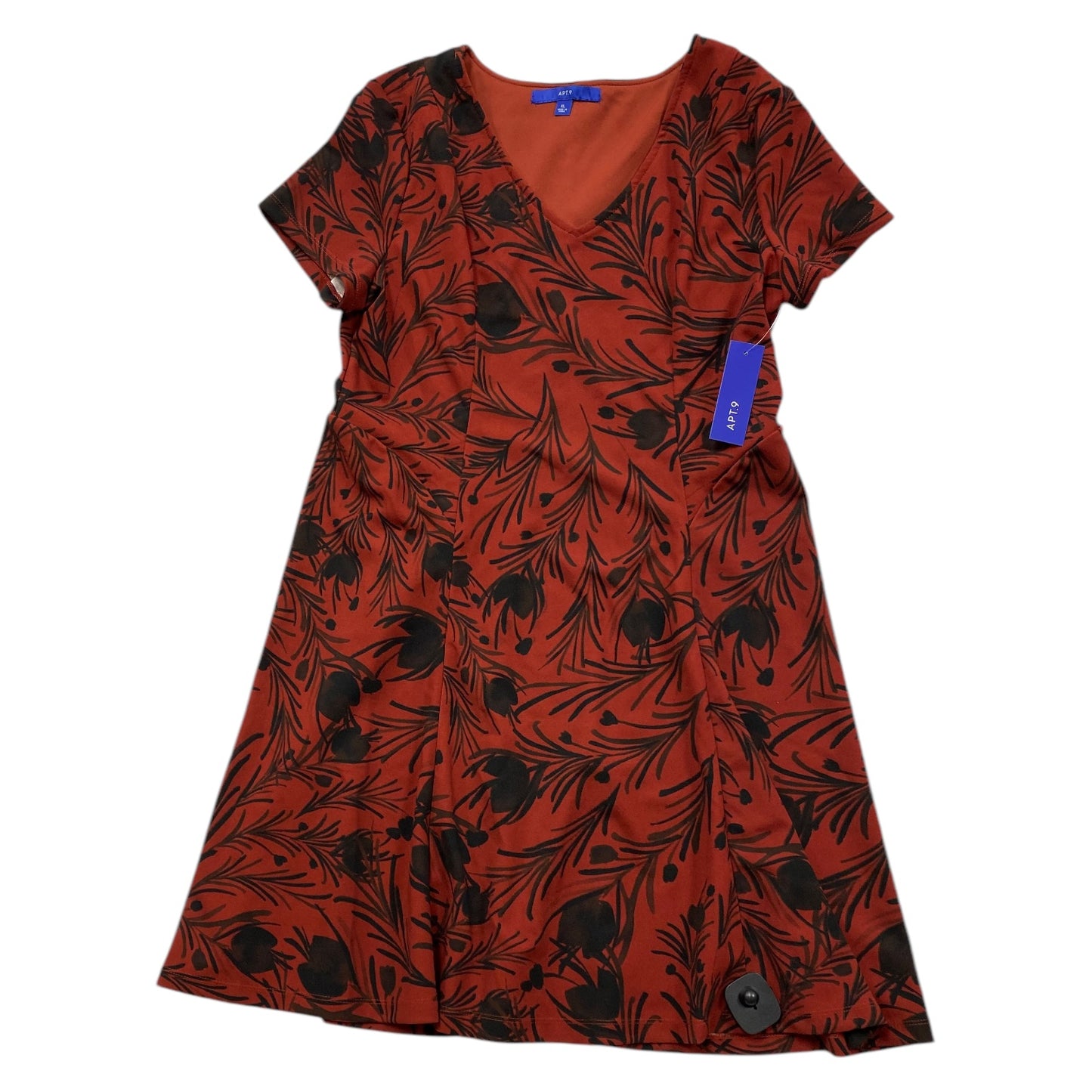 Dress Casual Midi By Apt 9 In Black & Red, Size: Xl