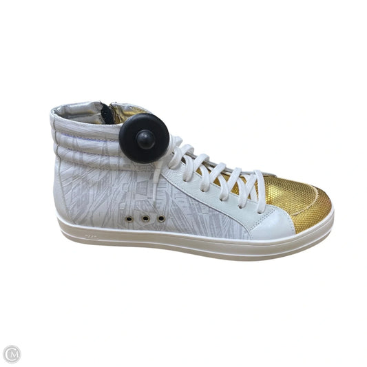 Shoes Sneakers By P448 In Gold & White, Size: 8.5
