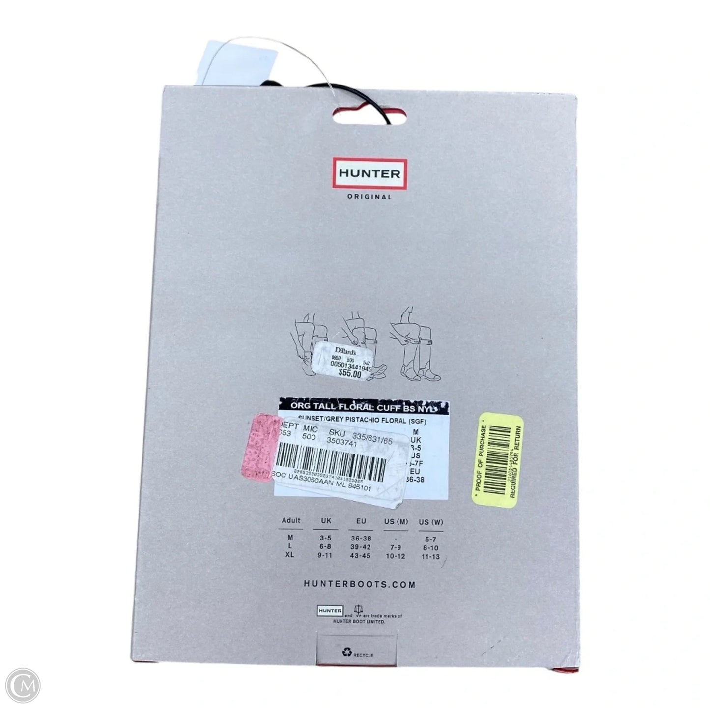 Socks By Hunter In Floral Print, Size: M