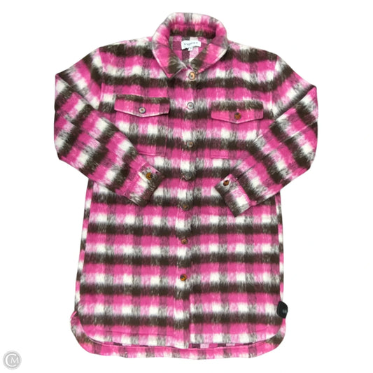 Jacket Shirt By Vigoss In Brown & Pink, Size: S