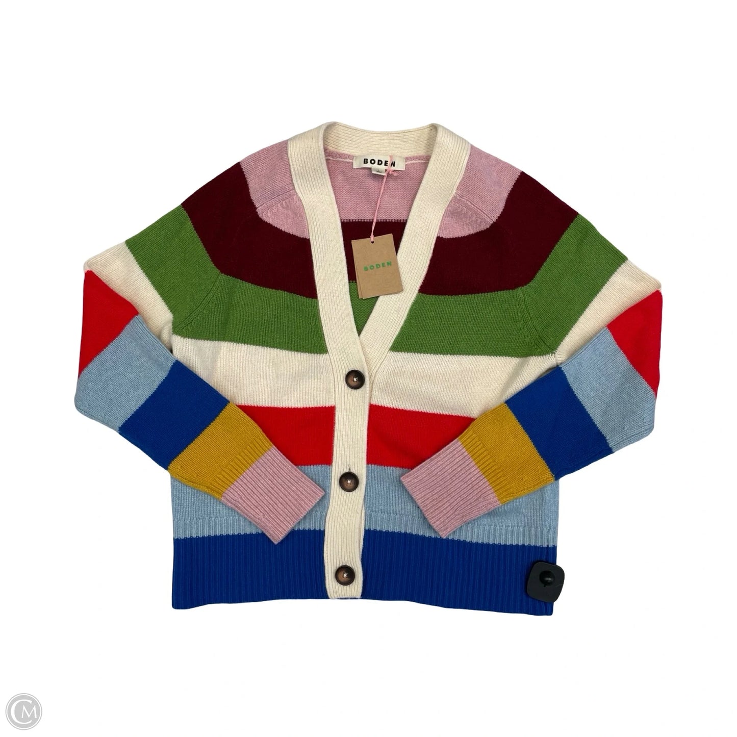 Sweater Cardigan By Boden In Striped Pattern, Size: S