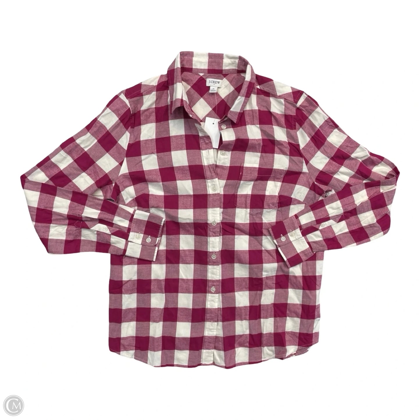 Top Long Sleeve By J. Crew In Pink & White, Size: M